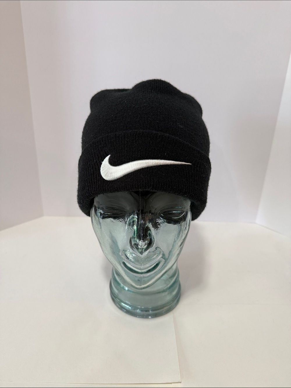 Nike Black Beanie with White Swoosh